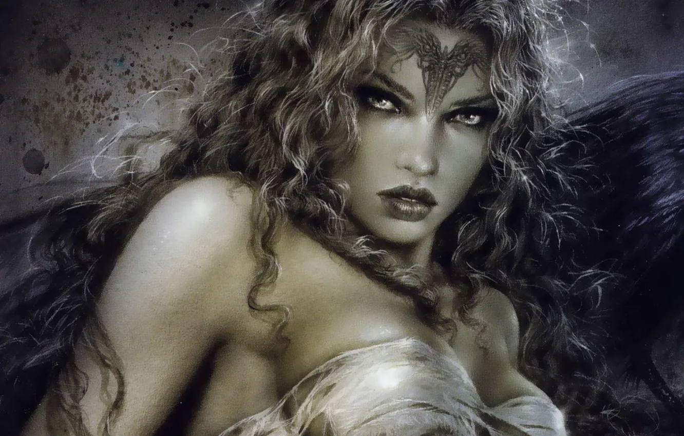 Фото обои фантастика, узор, волосы, рисунок, Девушка, Luis Royo, Луис Ройо