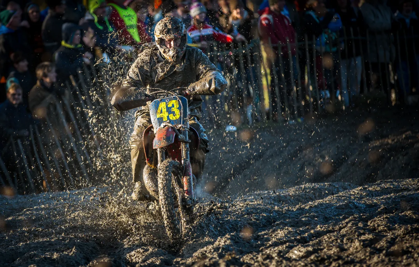 Фото обои гонка, спорт, грязь, мотоцикл