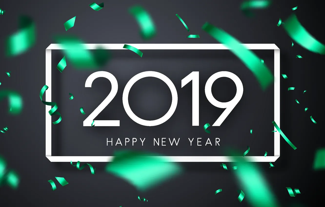 Фото обои фон, рамка, цифры, Новый год, мишура, 2019