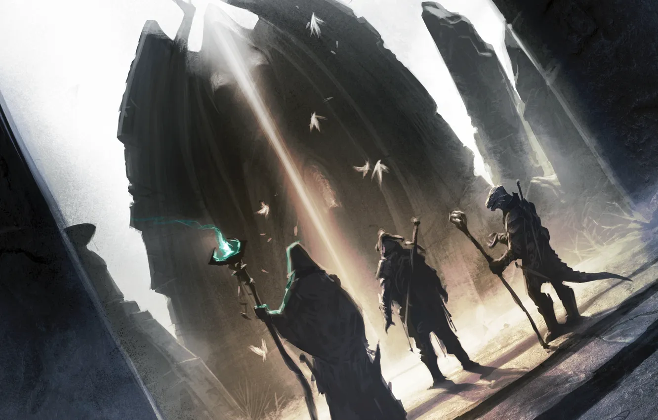 Фото обои воин, ящер, маг, skyrim, скайрим, The Elder Scrolls