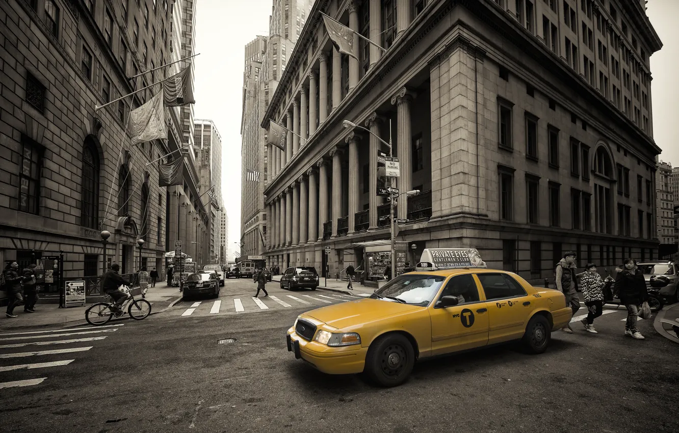 Фото обои дома, такси, New York, cityscape