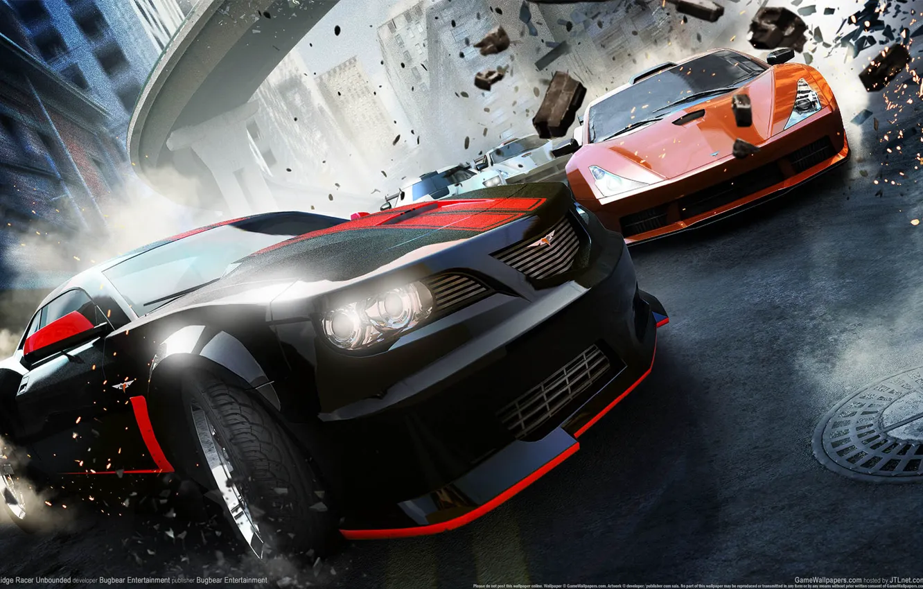 Фото обои машины, город, камни, гонка, скорость, Ridge Racer Unbounded