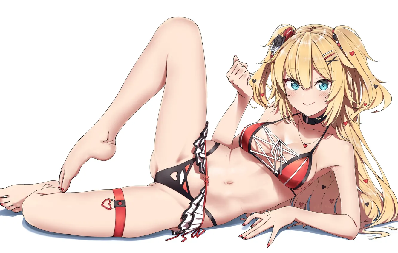 Фото обои kawaii, girl, Sexy, anime, blonde, cute, bikini, red bikini