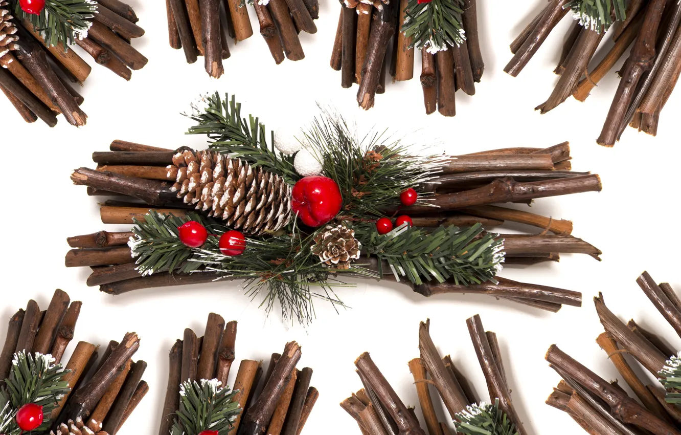 Фото обои украшения, ветки, дерево, Новый Год, Рождество, Christmas, wood, New Year
