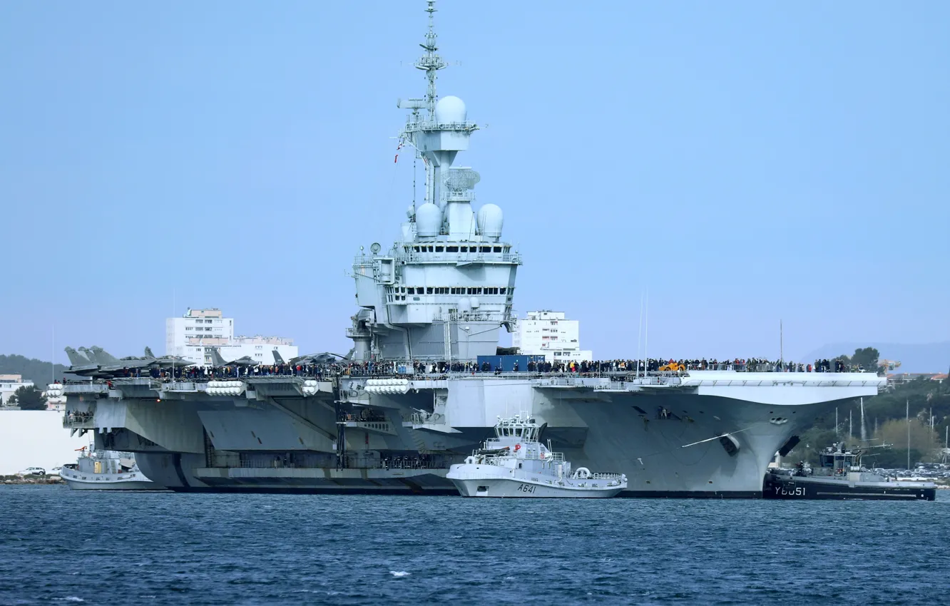Фото обои авианосец, атомный, Charles de Gaulle, ВМС Франции