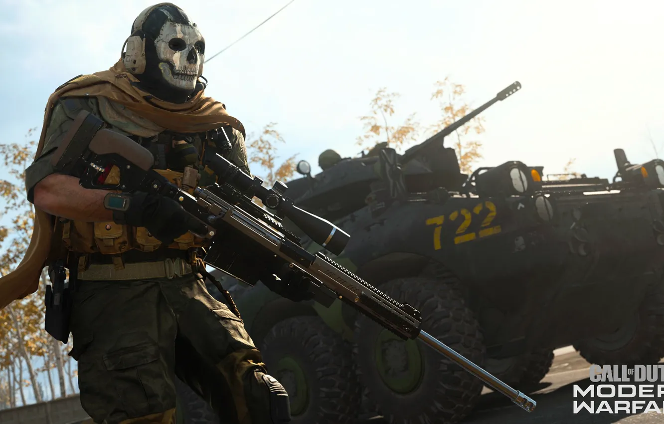 Фото обои череп, маска, солдат, Call of Duty, снайперская винтовка, Call of Duty: Modern Warfare