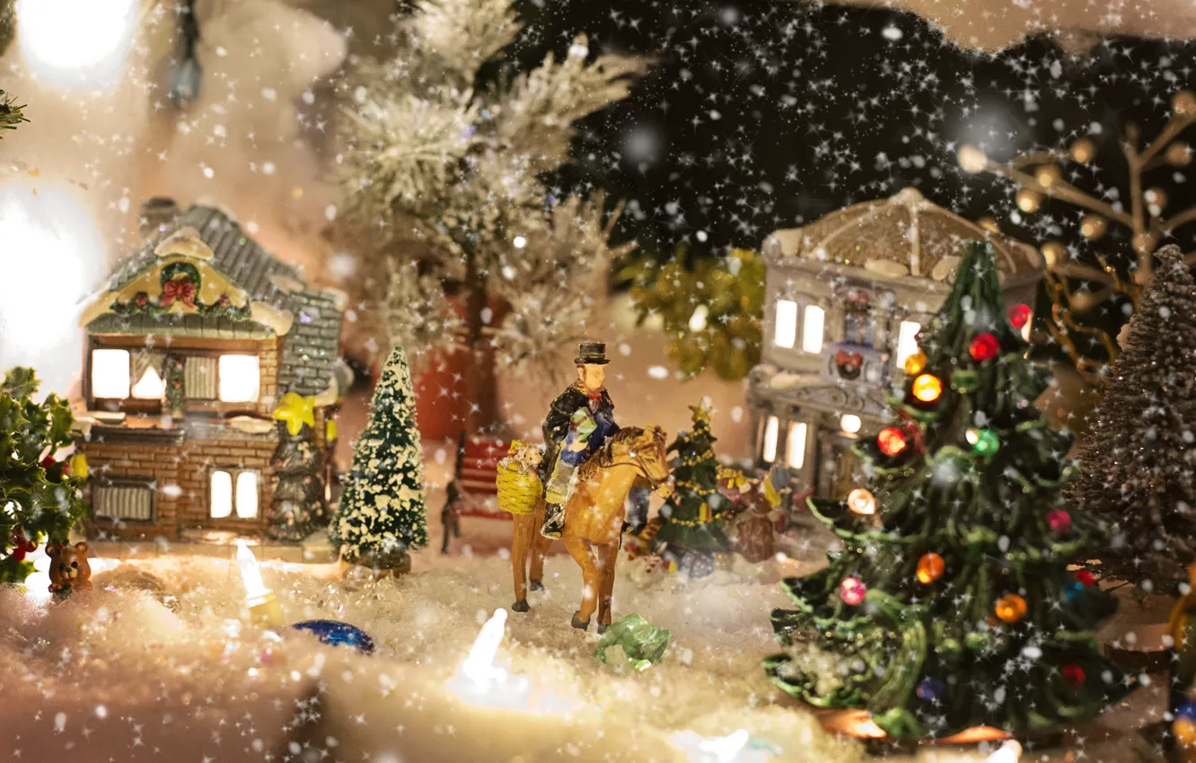 Фото обои Снег, Пейзаж, Landscape, Snow, Christmas Tree, Holiday Christmas, Праздник Рождества, Рождественская Елка