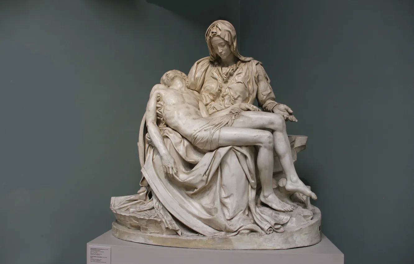 Фото обои Иисус, Микеланджело, Michelangelo, Иисус Христос, Оплакивание Христа, Копия, Микеланджело Буонарроти, Michelangelo Buonarroti