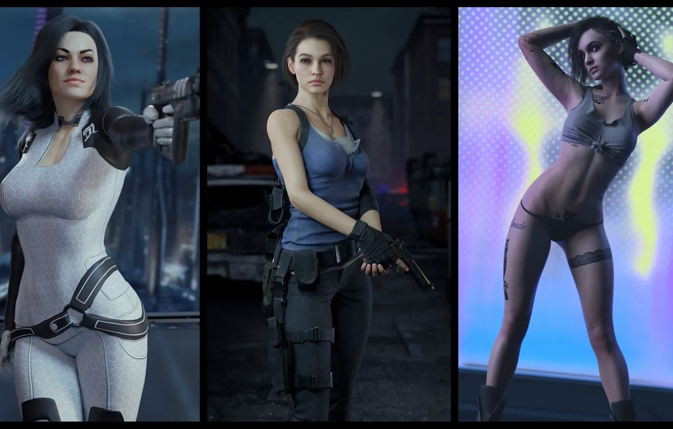 Фото обои mass effect 2, resident evil, mass effect, girls, mass effect 3, miranda lawson, jill valentine, …
