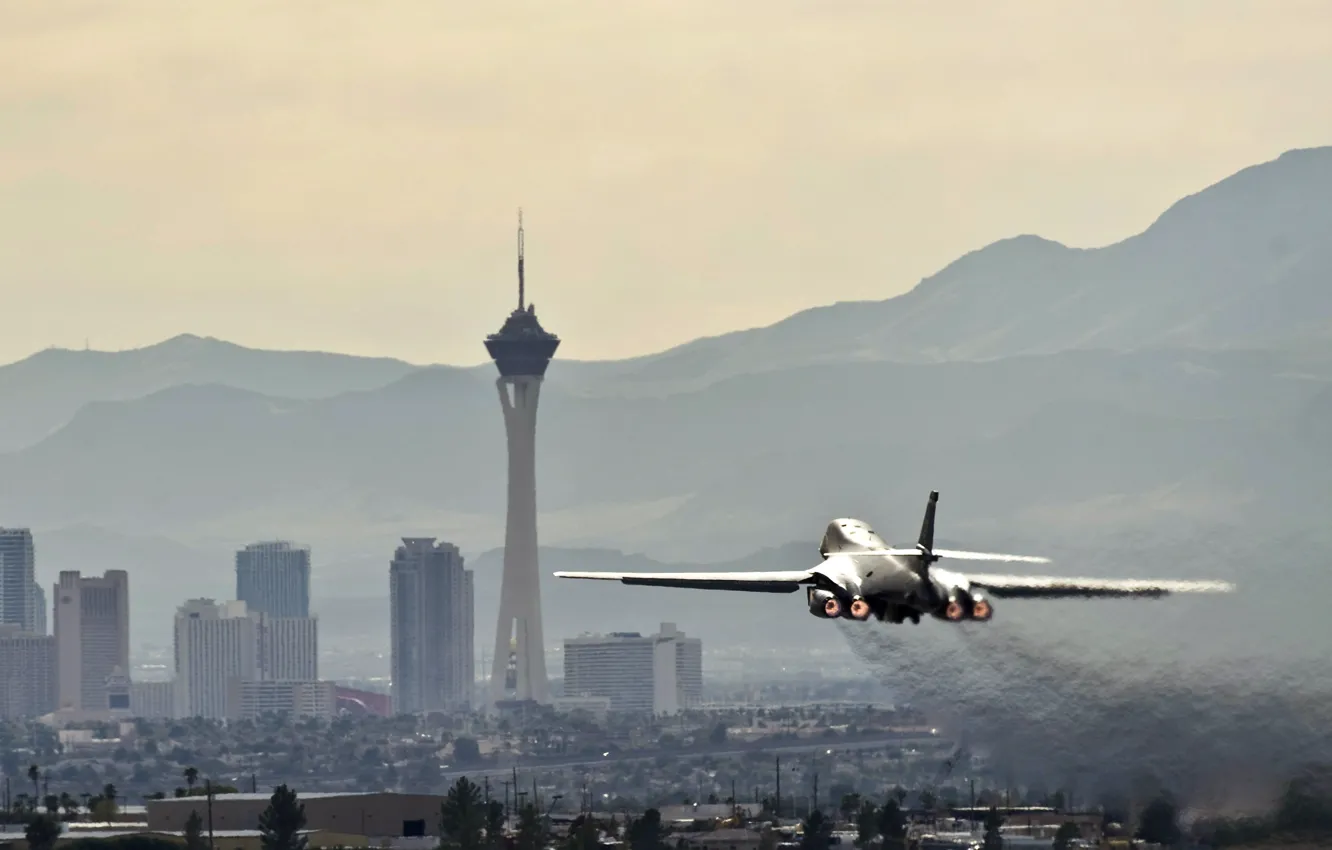 Фото обои Lancer, USA, aircraft, bomber, B-1, Las Vegas, USAF, Nellis