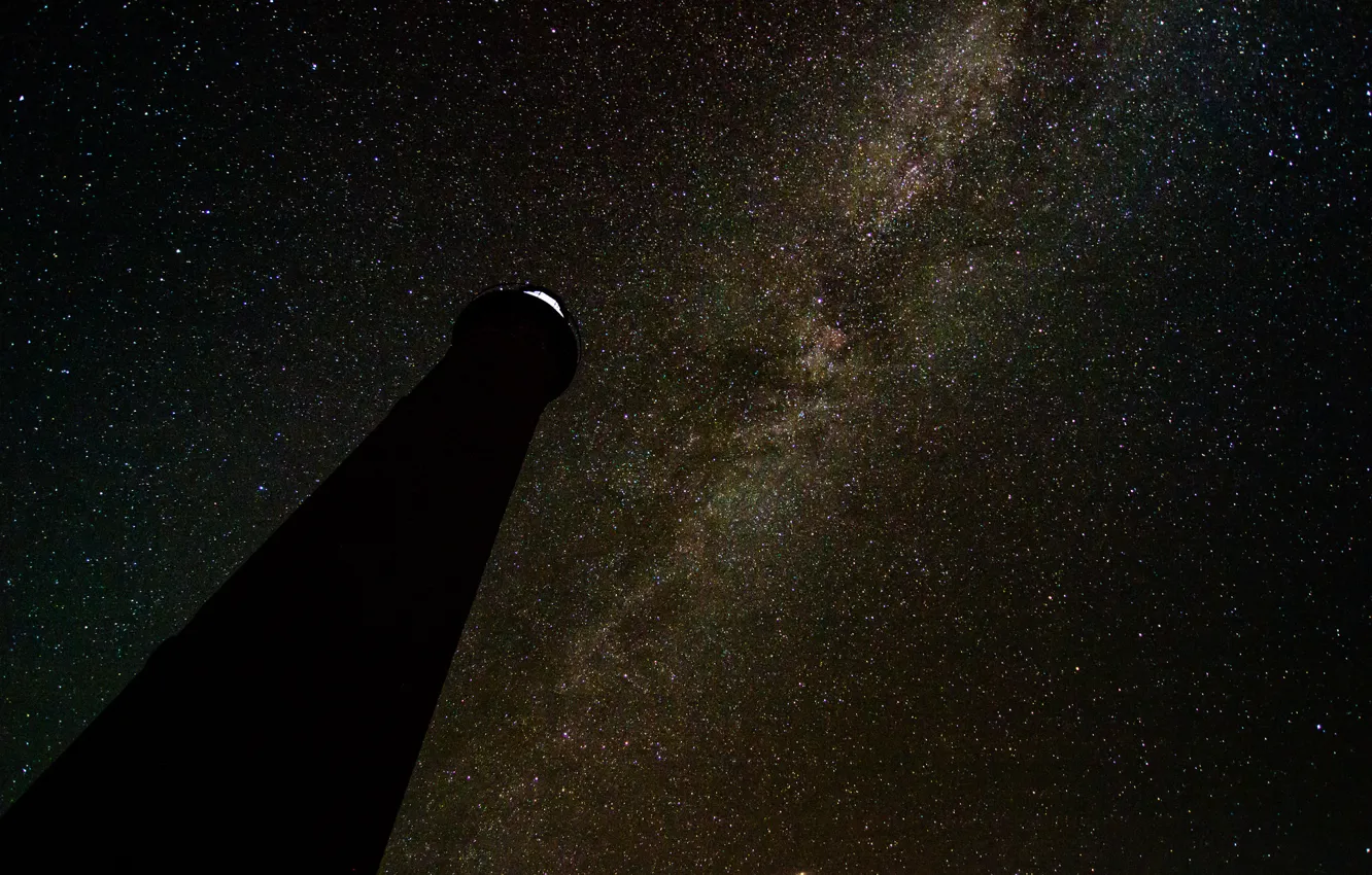 Фото обои космос, звезды, пространство, маяк, млечный путь