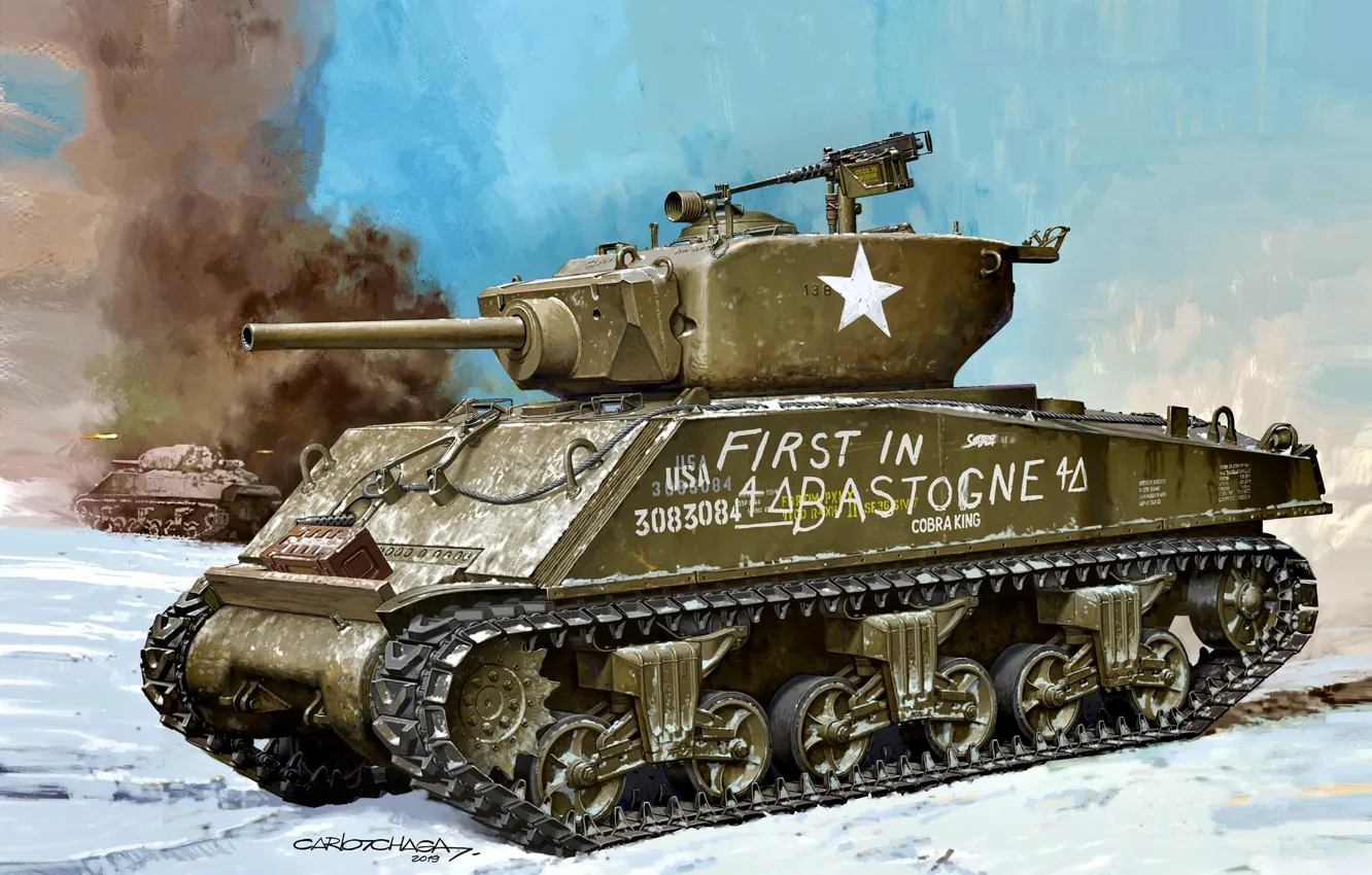 Фото обои US Army, M4 Sherman, M4A3 Sherman, Cнег, M4A3E2 Sherman Jumbo