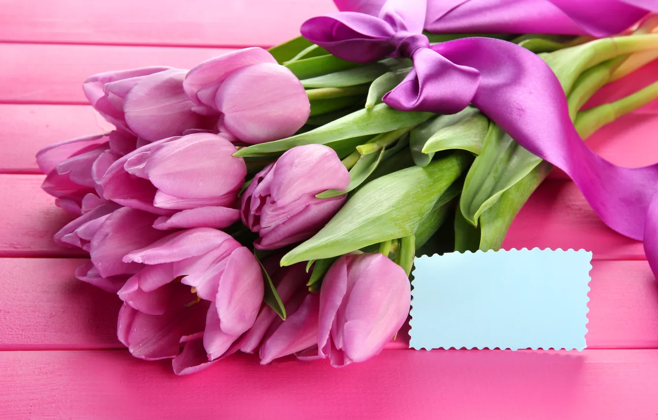 Фото обои цветы, букет, тюльпаны, розовые, wood, pink, flowers, beautiful