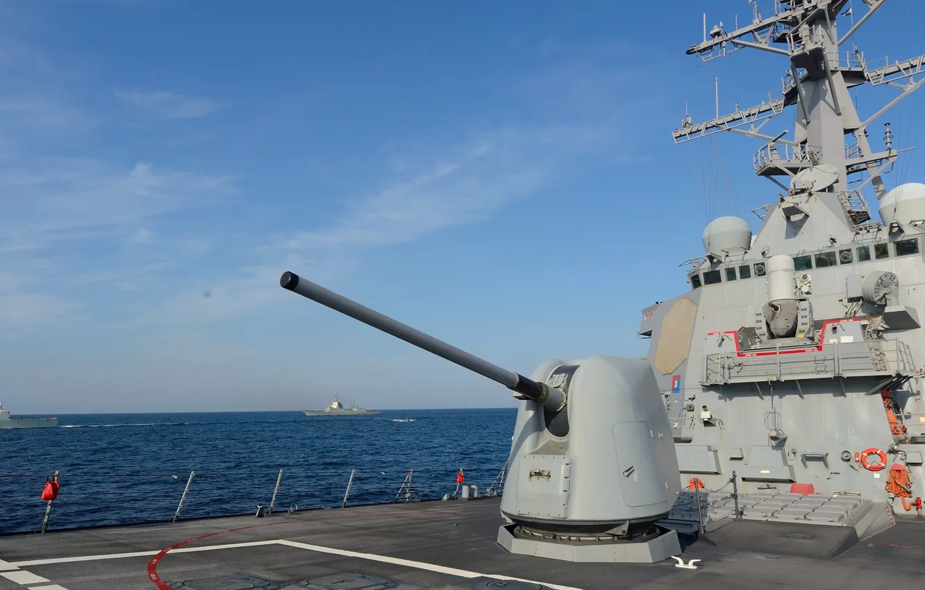 Фото обои wallpaper, gun, sky, military, weapon, cloud, warship, ship
