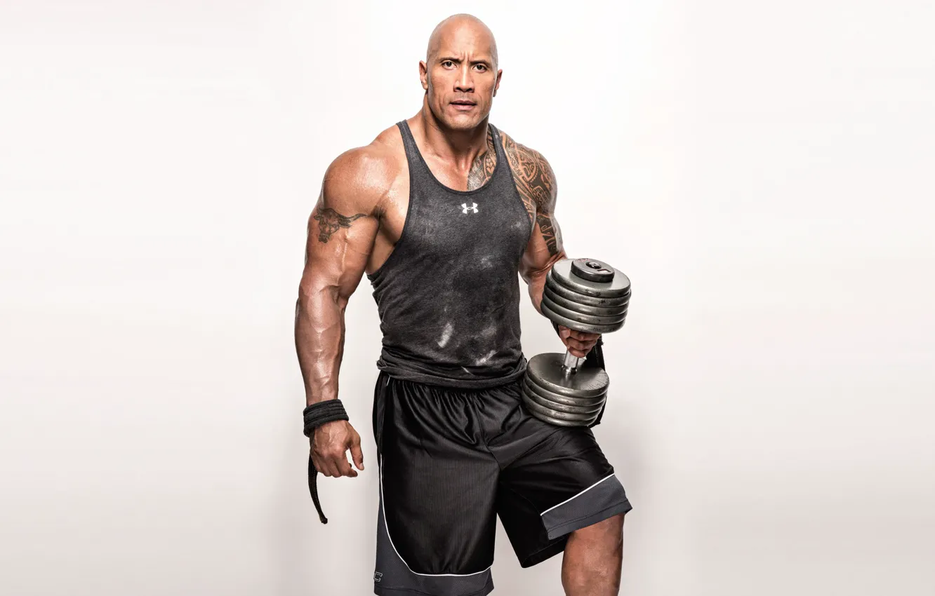 Фото обои actor, scream, tattoos, Dwayne johnson, musculation