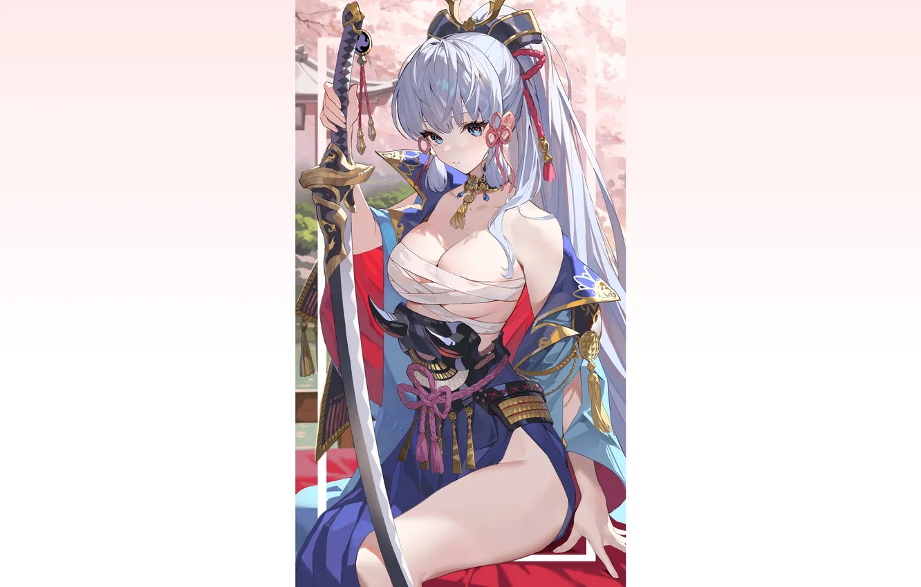 Фото обои girl, sword, hot, sexy, hot girl, boobs, sexy girl, anime