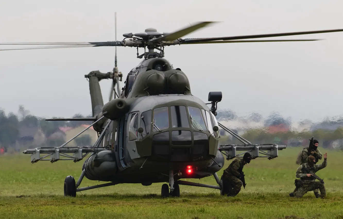 Фото обои вертолет, посадка, Mil Mi-171S