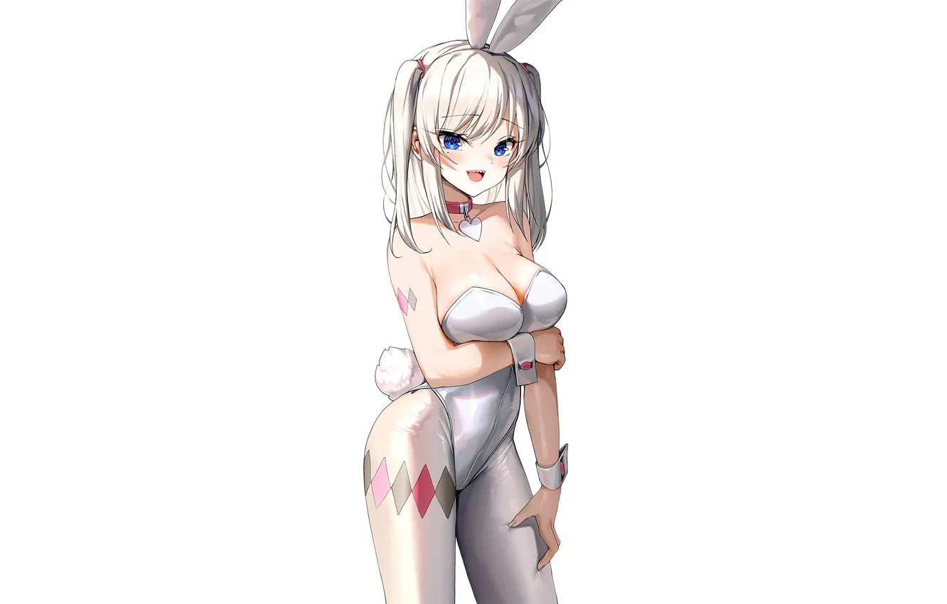 Фото обои girl, sexy, cleavage, long hair, boobs, anime, blue eyes, beautiful