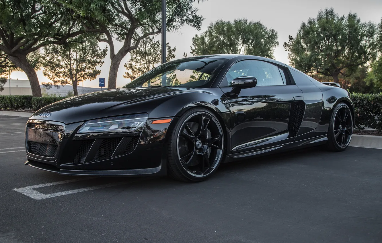 Фото обои audi, black, parking, r8