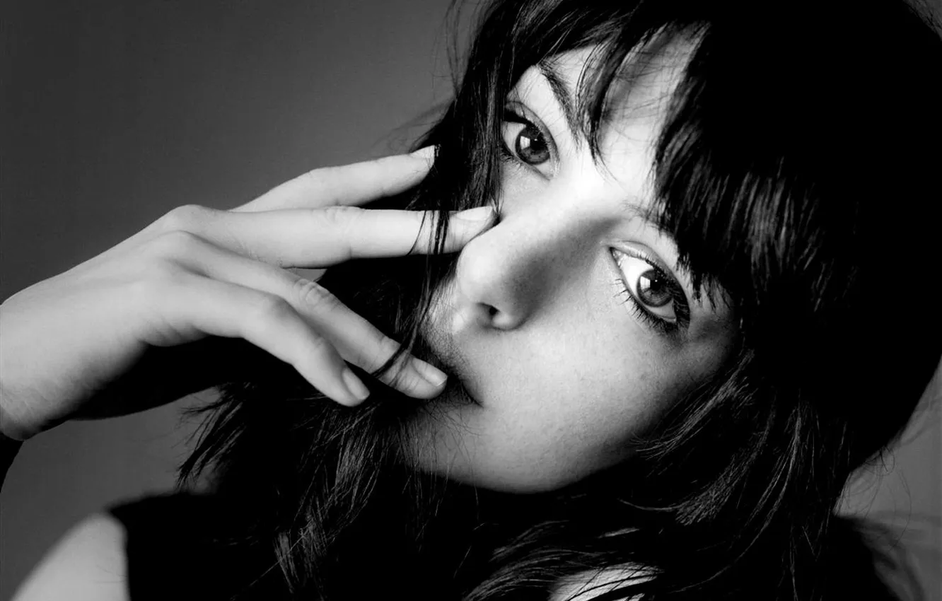 Фото обои фото, актриса, чёрно белое, Anne Hathaway