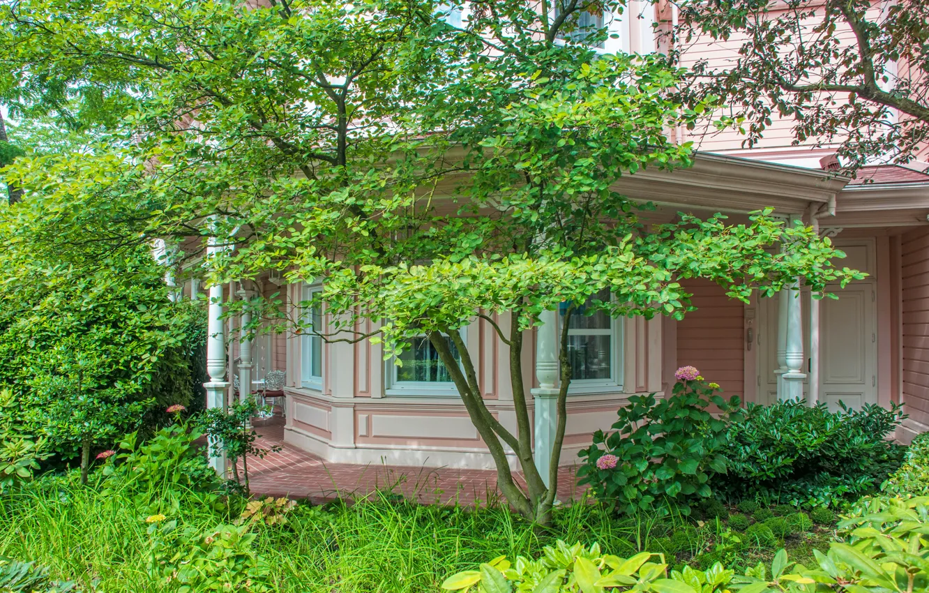 Фото обои Зелень, Сад, Дом, Лето, House, Nature, Green, Summer