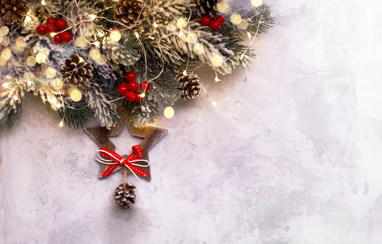 Фото обои снег, Новый Год, Рождество, star, Christmas, snow, New Year, decoration