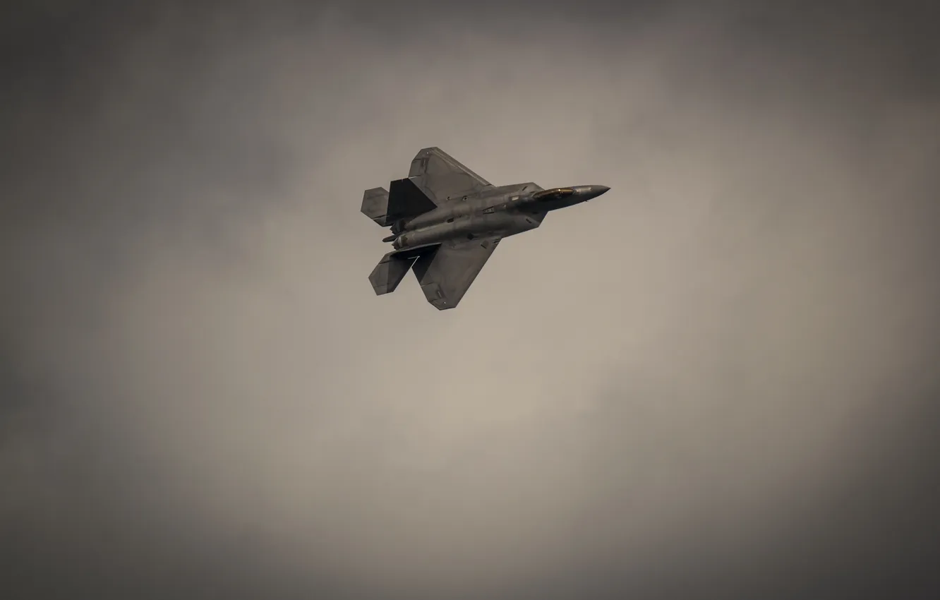 Фото обои небо, полет, война, истребитель, F-22, Raptor, стелс, Локхид Мартин