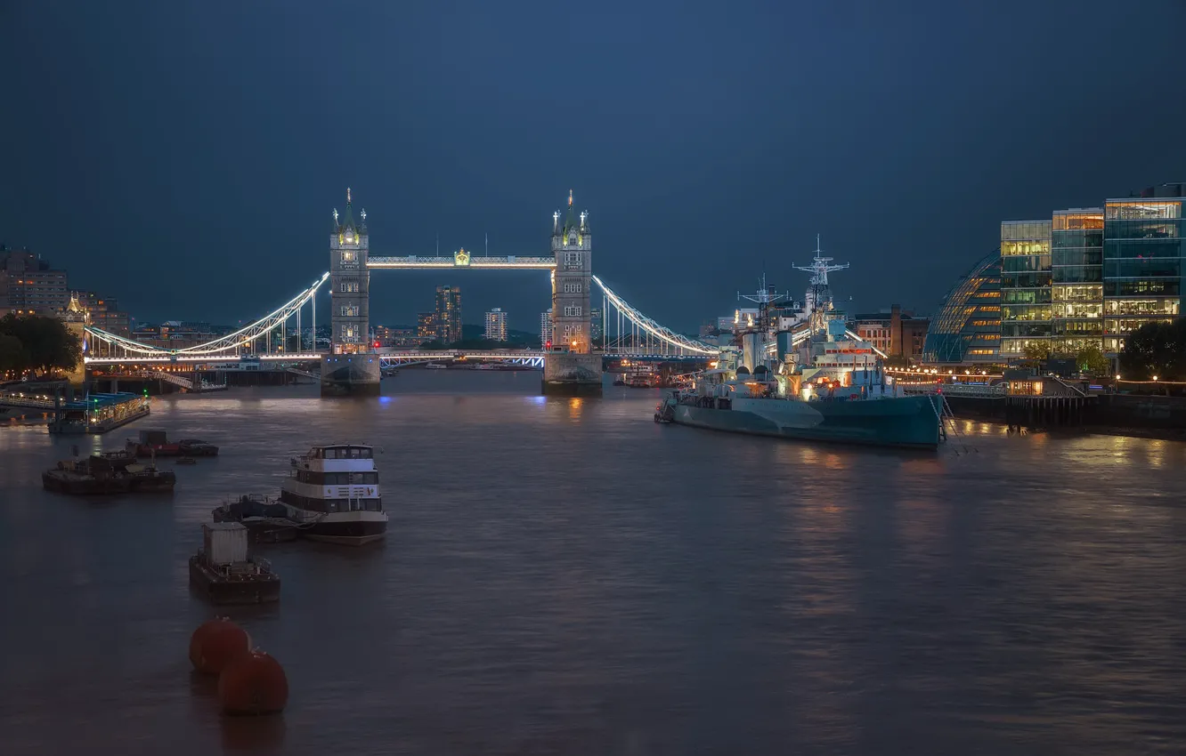 Фото обои Tower Bridge, London, Blue Hour