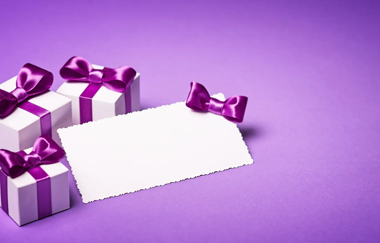 Фото обои подарок, лента, бант, box, present, gift, bow, puple