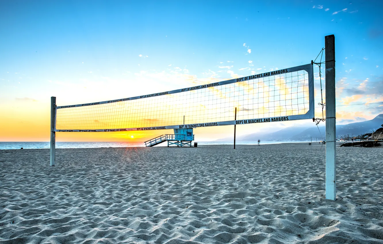 Фото обои пляж, сетка, волейбол