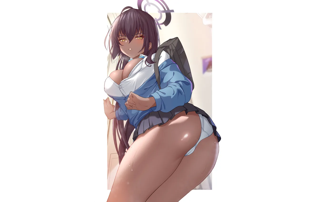 Фото обои girl, ass, pantsu, school uniform, panties, anime, pretty, butt