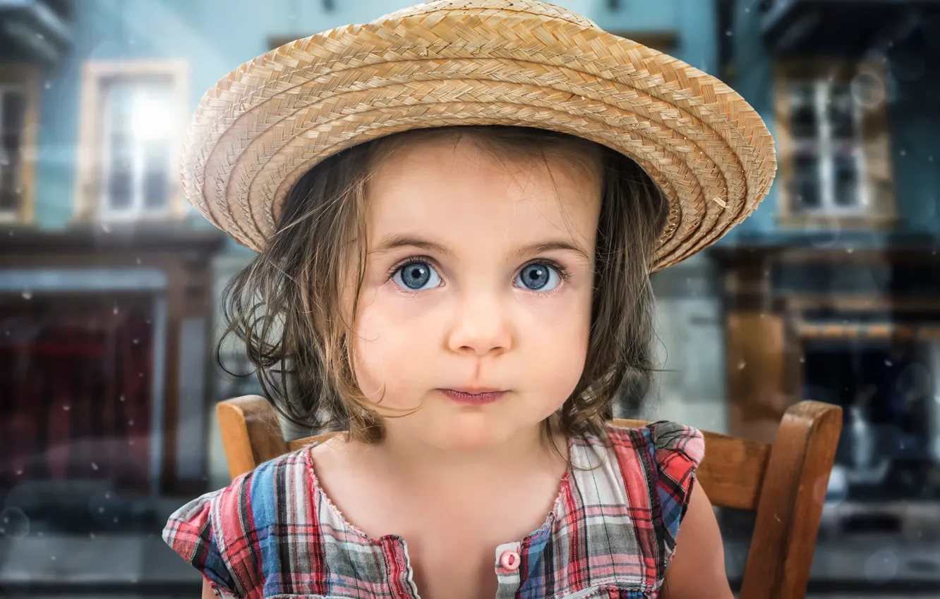 Фото обои взгляд, портрет, шляпа, девочка