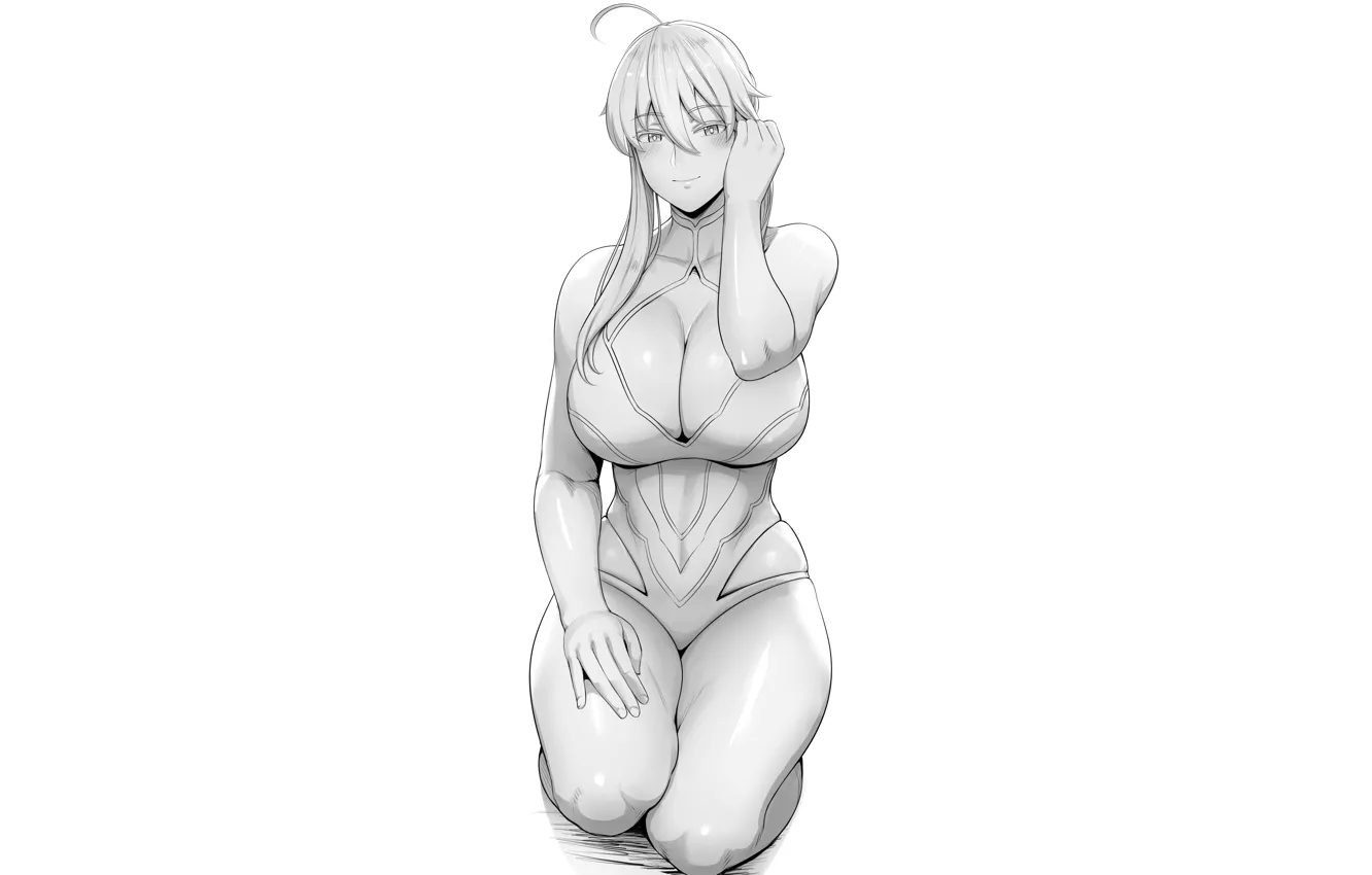 Фото обои girl, sexy, cleavage, long hair, boobs, lancer, anime, beautiful