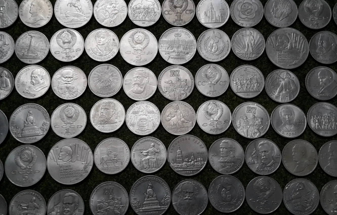Фото обои СССР, рубли, Советские юбилейные монеты, старые монеты