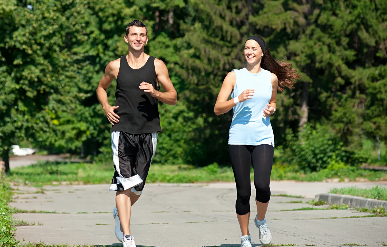 Фото обои настроение, спорт, женщина, бег, мужчина, здоровье, couple, running