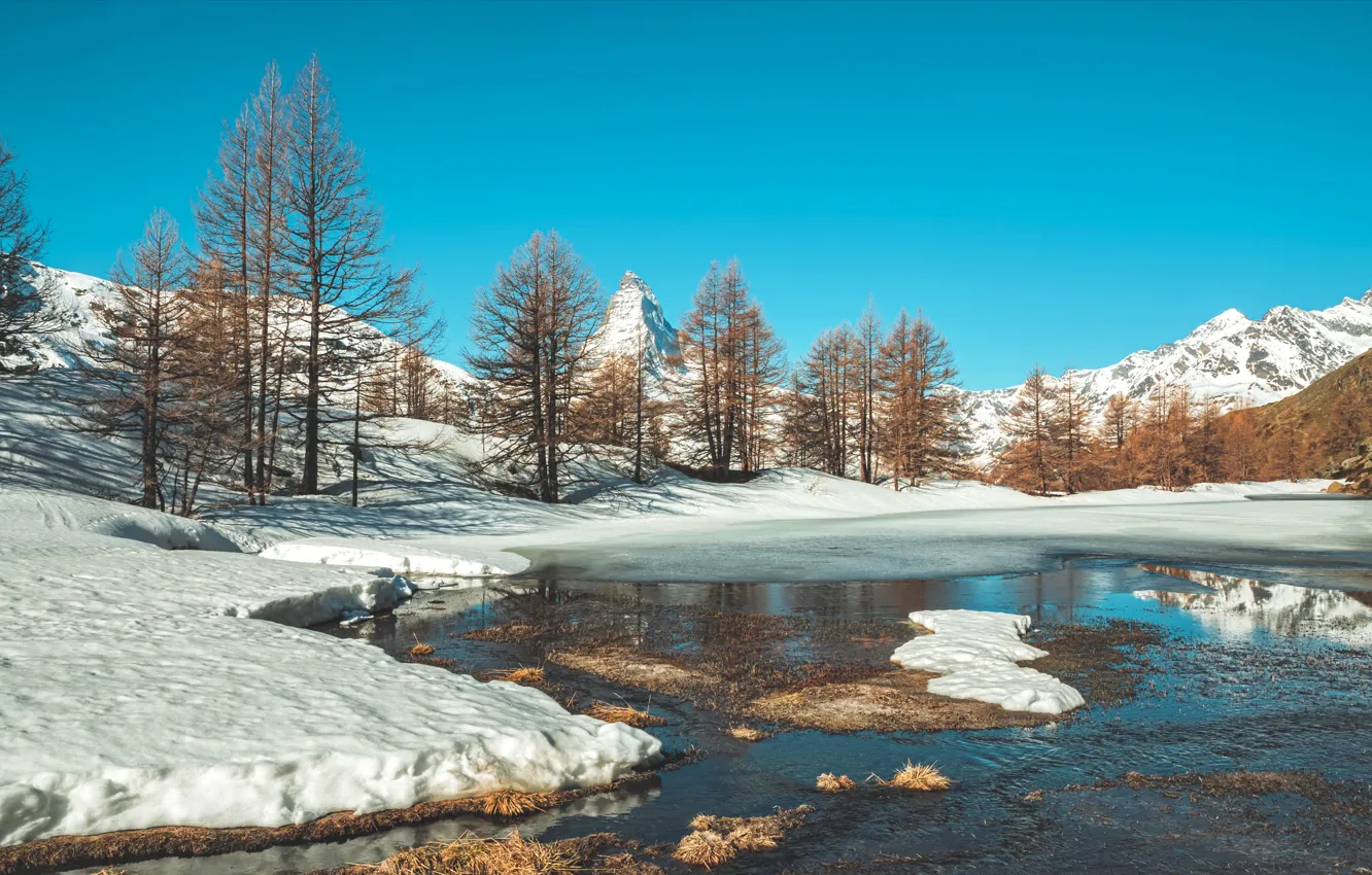 Фото обои зима, природа, озеро, Lake Grindji