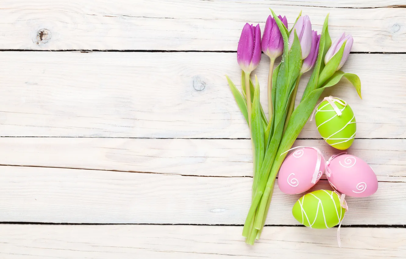 Фото обои цветы, яйца, весна, Пасха, тюльпаны, pink, flowers, tulips