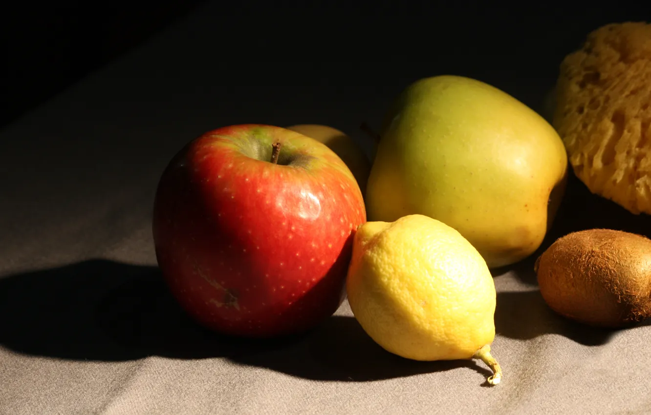 Фото обои Лимон, Фрукты, Киви, Яблоки, Fruit
