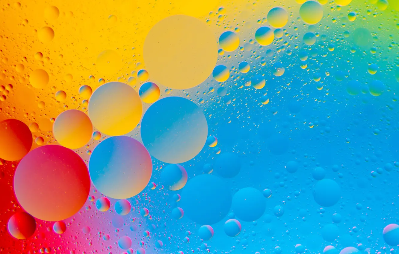 Фото обои вода, пузырьки, краски, масло