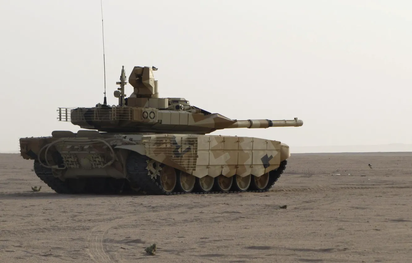 Фото обои песок, танк, Т-90 МС, УВЗ, оружие России