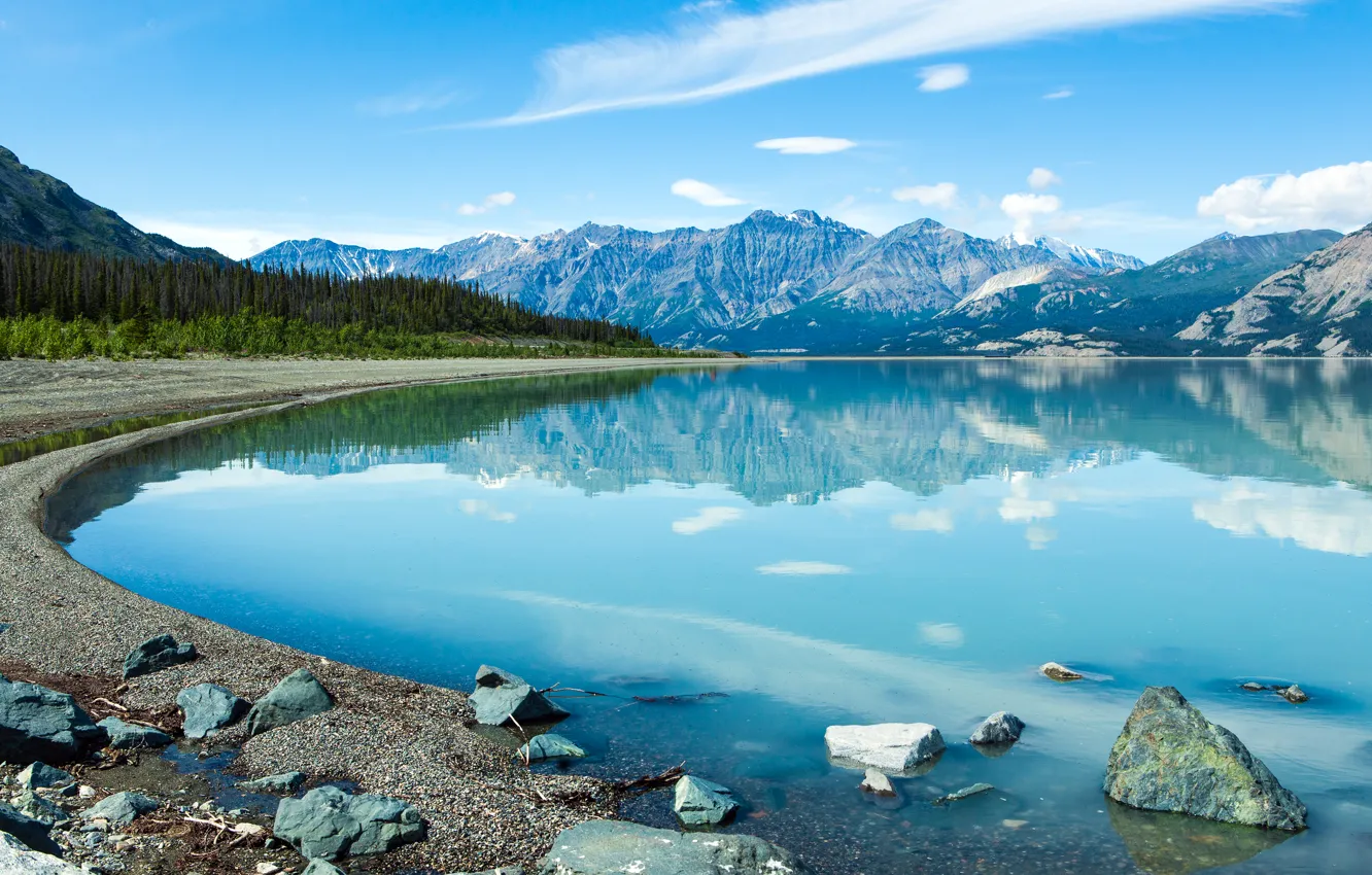 Фото обои горы, природа, озеро, Canada, Yukon