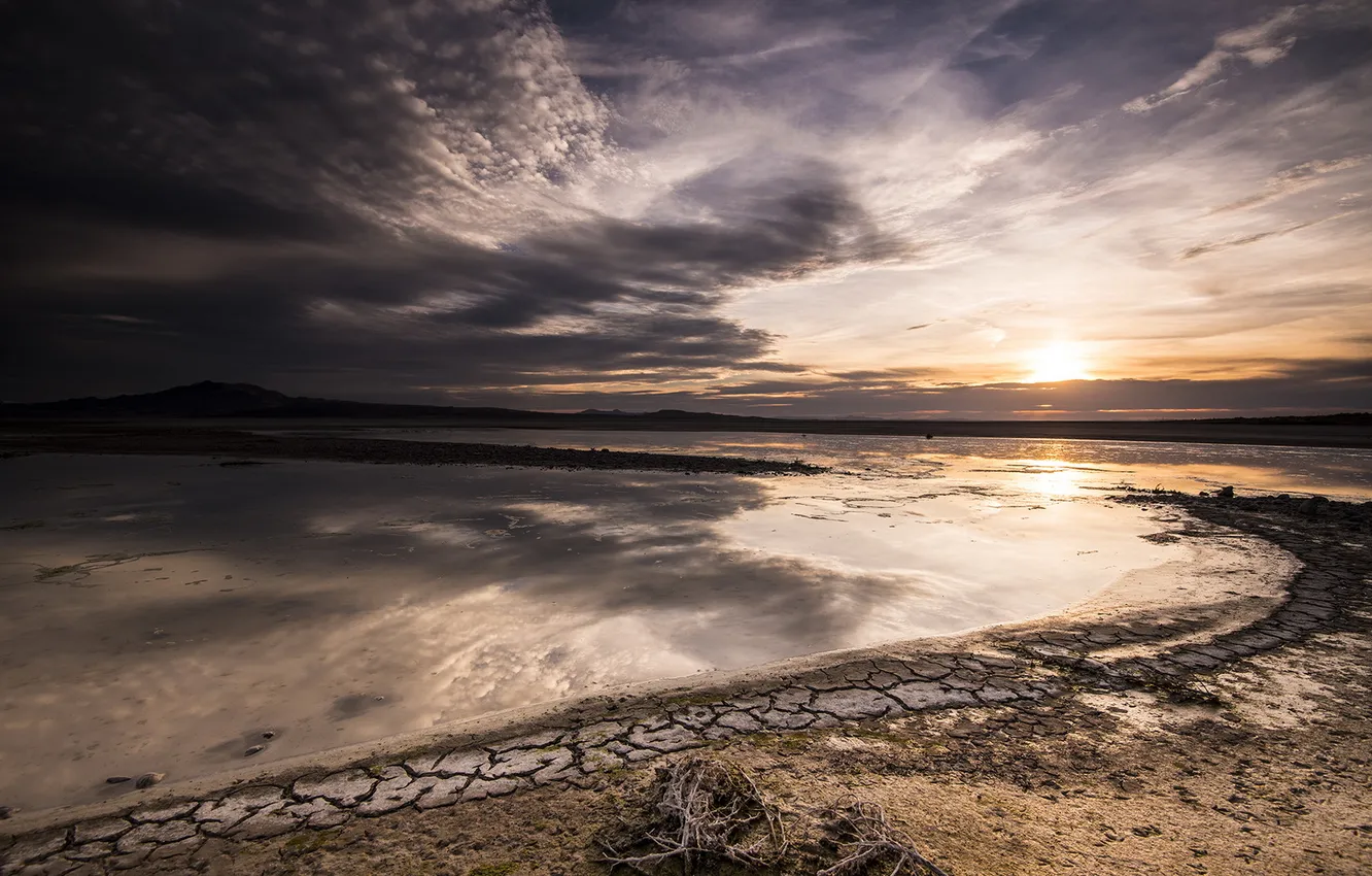 Фото обои reflections, antelope island, great salt lake