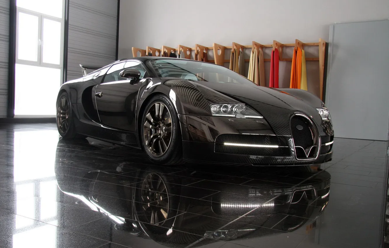 Фото обои отражение, салон, Bugatti veyron