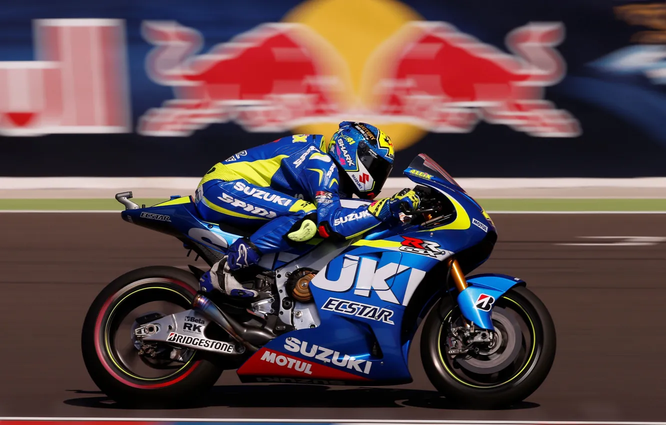 Фото обои Профиль, Suzuki, MotoGP, Сузуки, Размытие, Затемнение, Alex Espargaro