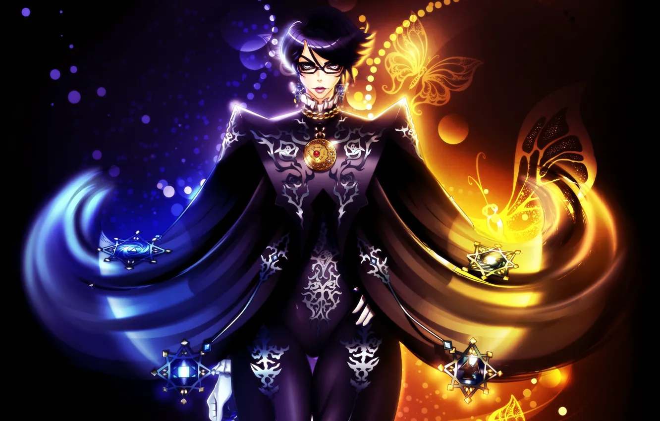 Фото обои девушка, очки, ведьма, art, bayonetta, umbra witch