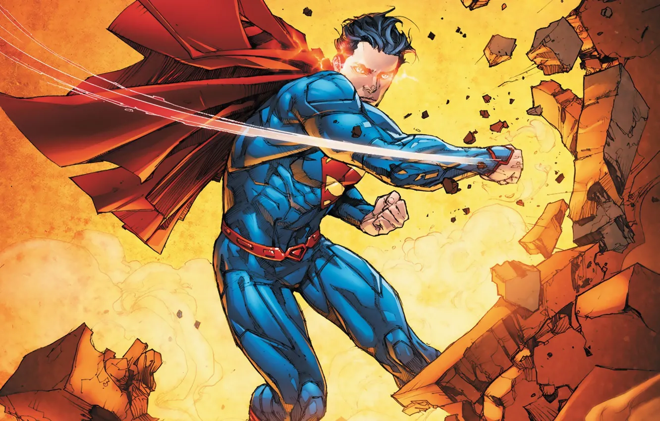 Фото обои удар, разрушение, Супермен, superman, плащ, супергерой, comics, Кларк Кент