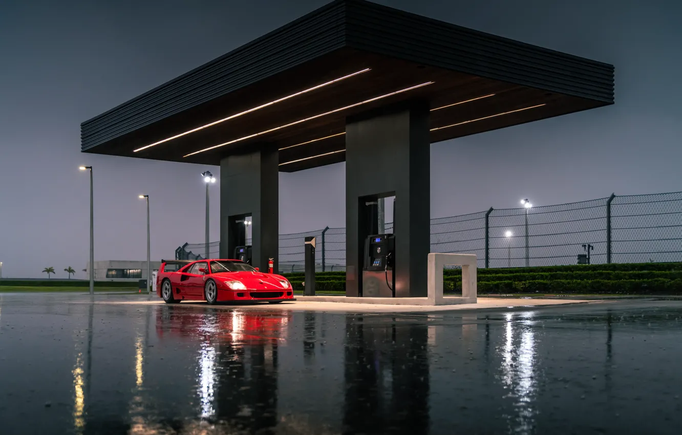 Фото обои Ferrari, red, F40, Ferrari F40 LM by Michelotto