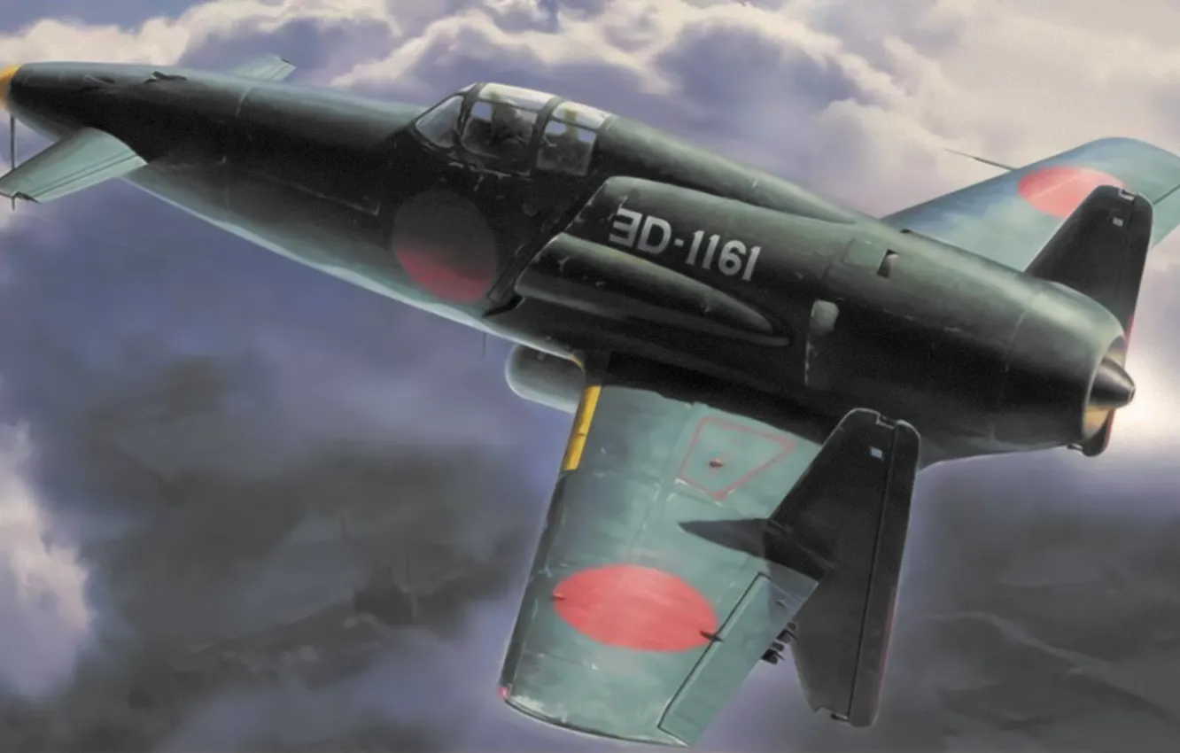 Фото обои war, art, painting, aviation, ww2, japanese airplane, Kyushu J7W Shinden
