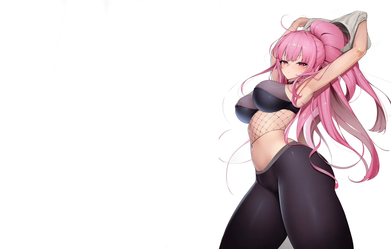 Фото обои girl, hot, sexy, pink hair, boobs, anime, pretty, babe