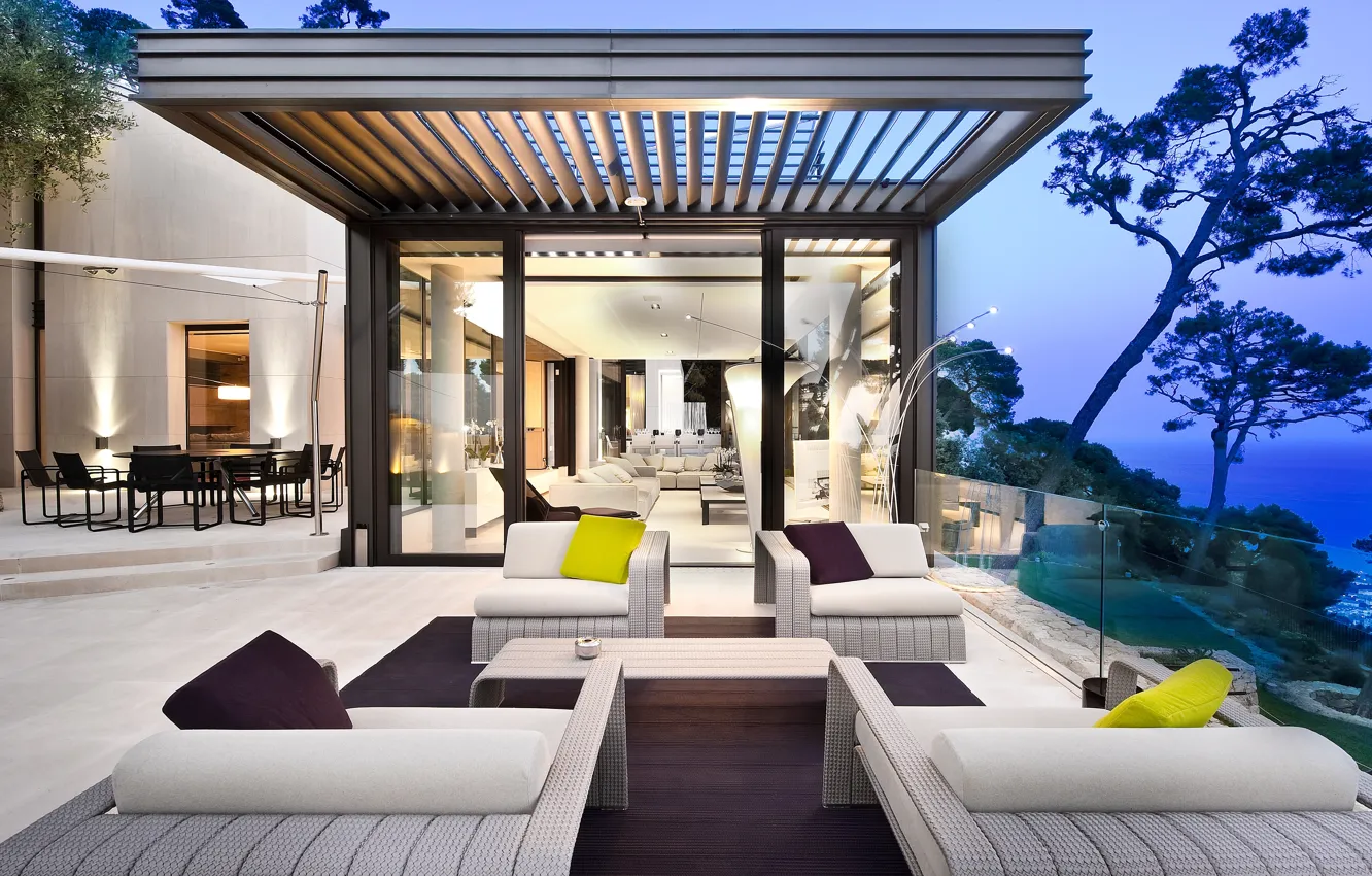 Фото обои город, вилла, вечер, терраса